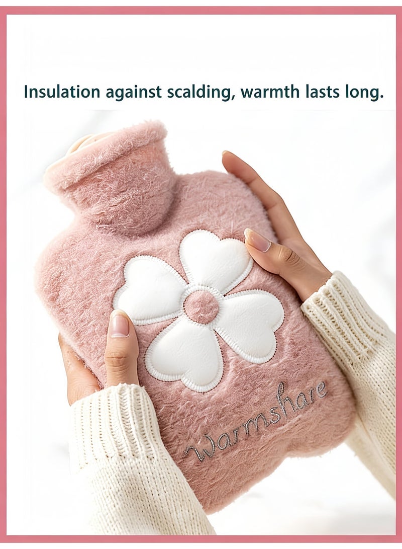 LUMYA Leakproof Hot Water Bag, Hot Water Bottle with Plush, Reusable Warm Water Bag for Hot and Cold Therapy, Hand and Foot Warmer for Home Office Bed, Pain Relief Heating Bottle, Hot Compress Bag, Hot Water Bag for Pain Relief, Back, Neck, Period Cramps (Pink, 500ml) - Image 4